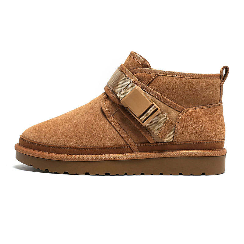 KAQIAODI Cow Suede Crew Snow Boots Unisex Yellow