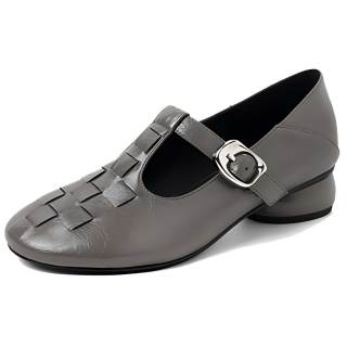 GERUIDIOU Cow Leather Chunky Heel Mary Jane Shoes 3cm Women's