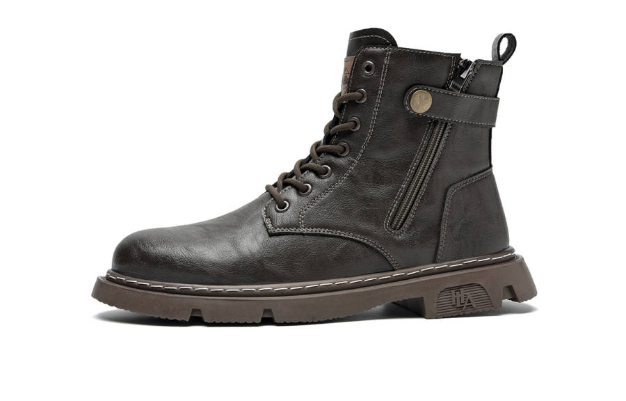 HLA HLA Microfiber Leather Crew Combat Boots 3.5cm Men's