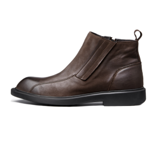 Brounvanm Top Grain Cow Leather Ankle Boots Men's Coffee