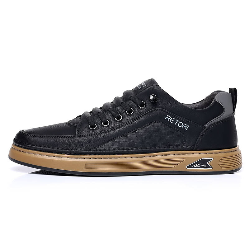 CKVUSAMG Top Grain Cow Leather Low top Skateboard Shoes Men's Black