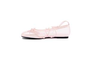 RUNTOTHEFUTURE Microfiber Leather Flat Mary Jane Shoes Women's Pearl Powder