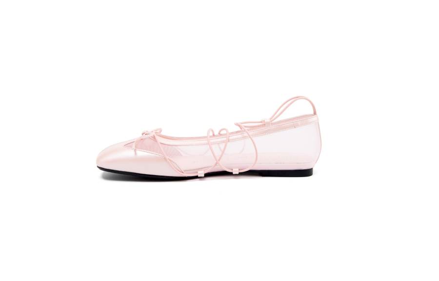 RUNTOTHEFUTURE Microfiber Leather Flat Mary Jane Shoes Women's Pearl Powder