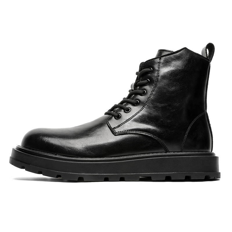 CHILANG CHILANG PU Short Combat Boots Men's Black