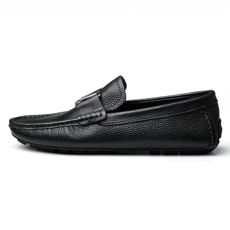 Brounvanm Top Grain Cow Leather Gommino Loafers Men's Black