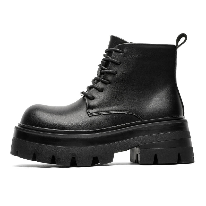 ZHENRAN ZHENRAN Microfiber Leather Short Combat Boots Men's Black