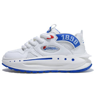 Pepsi Mesh Slip Resistant And Breathable Low top Skateboard Shoes Men's White Blue