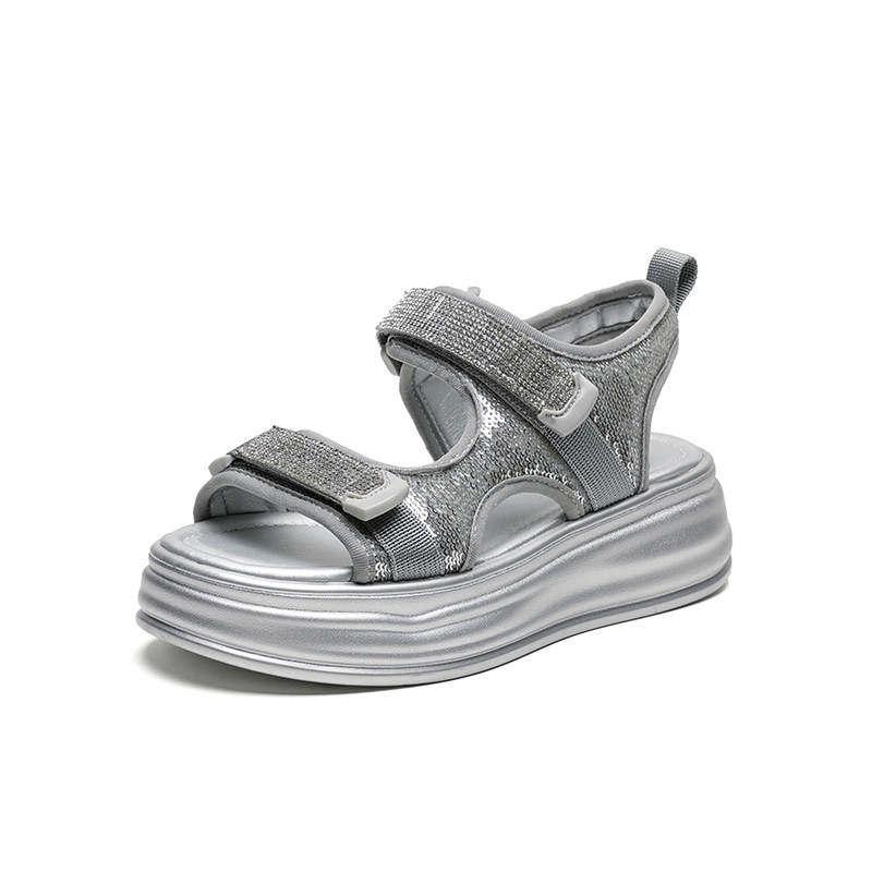 HUANAI Beach Sandals Women's Black/Silver