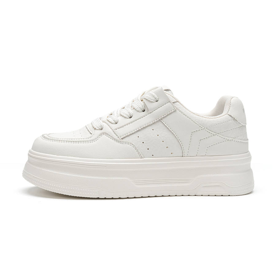 EXULL Q Abrasion Resistant Lightweight Height Increasing Low top Skateboard Shoes Women's Ecru