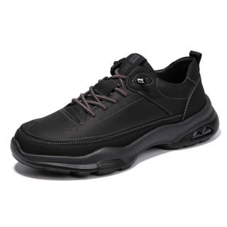 SHENGDAQISHI Top Grain Cow Leather Casual Shoes Men's Black