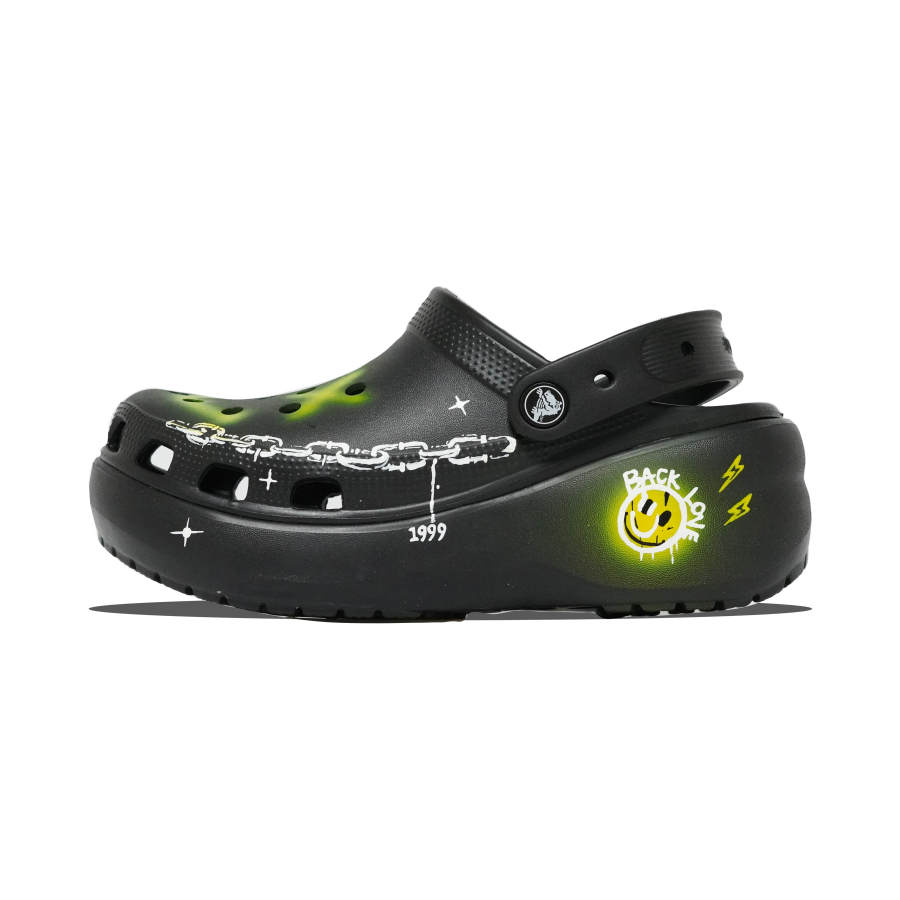 Crocs Crocs Classic Platform Clog Graffiti 1999 EVA Clogs Unisex Green Yellow