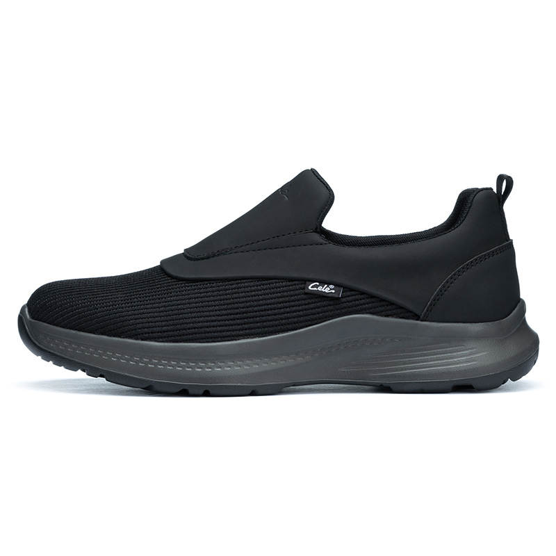 CELE Textile, Split Cow Leather Fashion Trend Lightweight Low top Casual Shoes Men's Black
