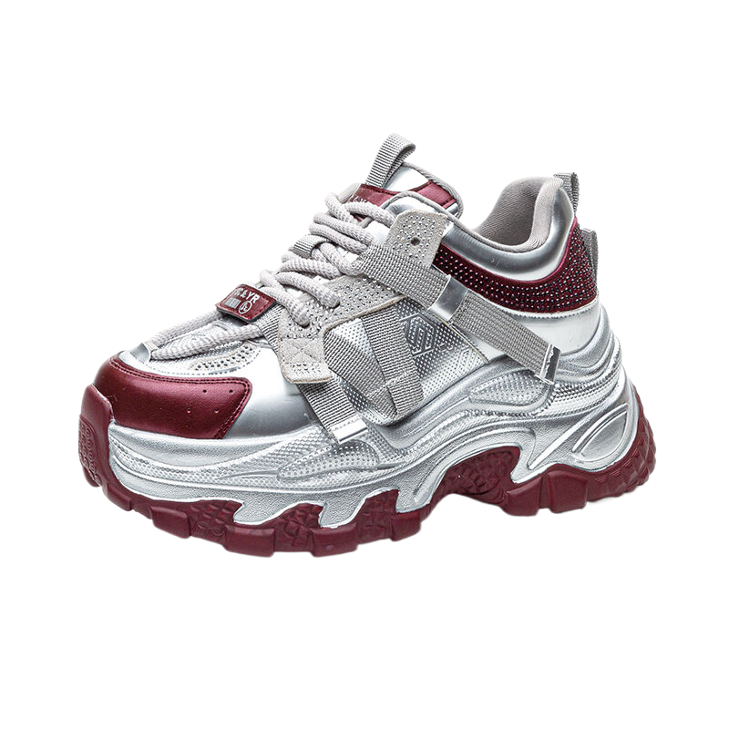 WEIMEIZHIMI Microfiber Leather Slip Resistant Slip Resistant Low top Chunky Sneakers Women's