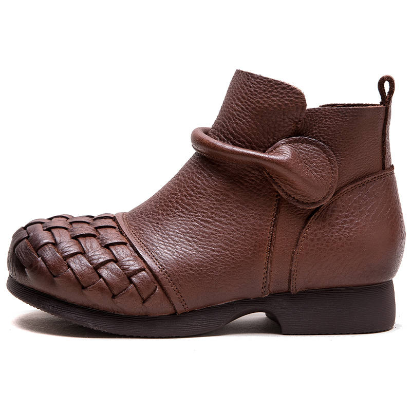 JIEZHOU Top Grain Cow Leather Ankle Boots 3cm Women's