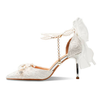 MCKP Slim Heel High Heels 8cm Women's White