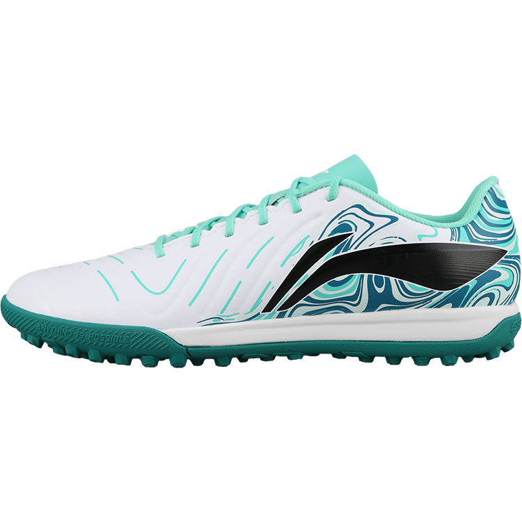 Li-Ning Li Ning Brocade TF Turf Artificial Turf Cushioning Slip Resistant Abrasion Resistant Soccer Shoes Men's White Green