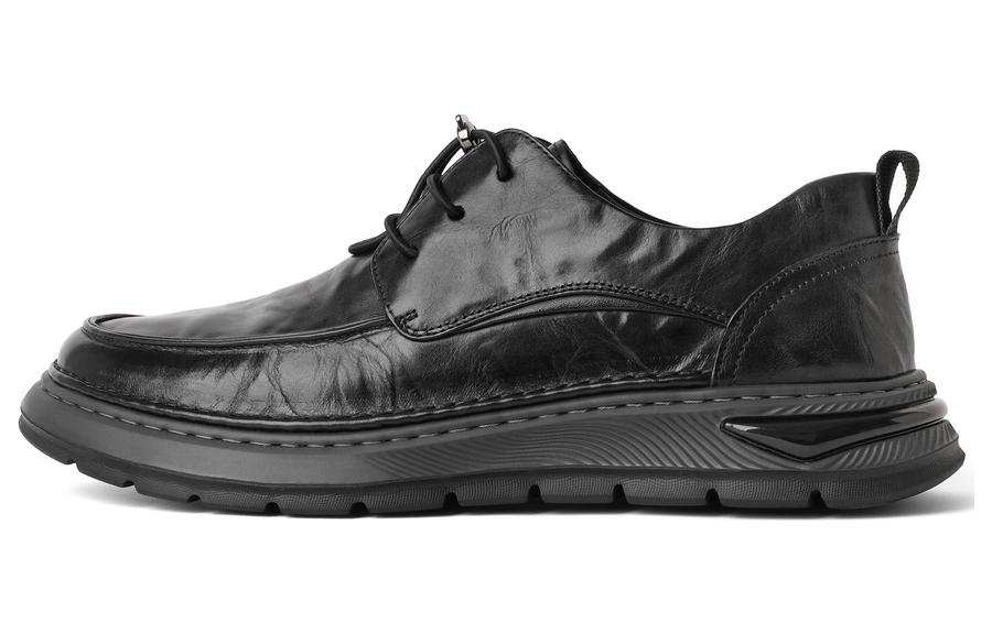 BELLE Casual Leather Shoes Men's Low Top Black