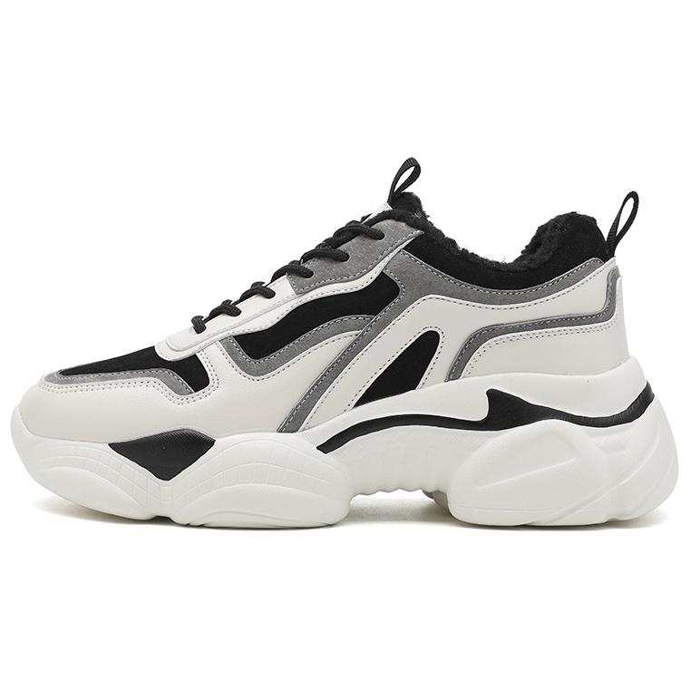 AGSDON Fabric Fleece Lined Thermal Platform Fashion Outerwear Chunky Sneakers Women's