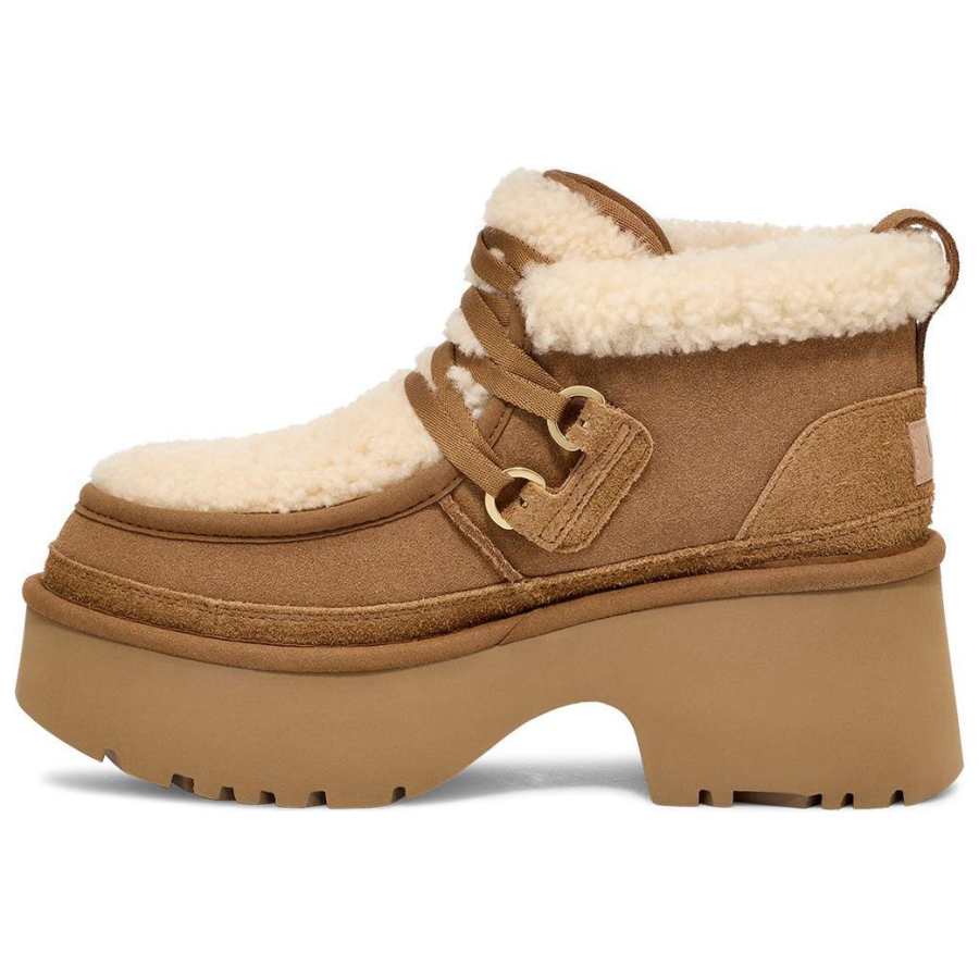 UGG UGG Cow Split Leather Ankle Boots Women's Chestnut