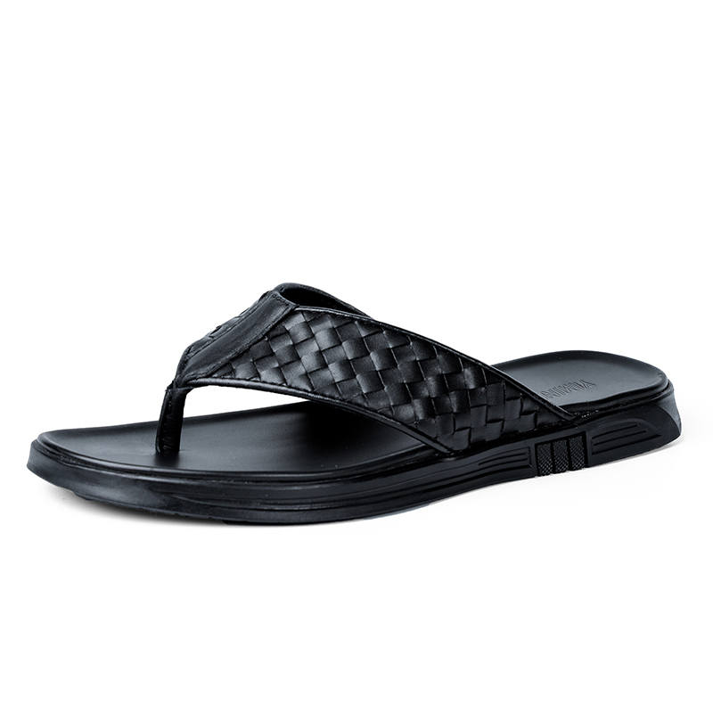 YIMINU Rubber Sole Abrasion Resistant Abrasion Resistant Flip Flops Men's Black