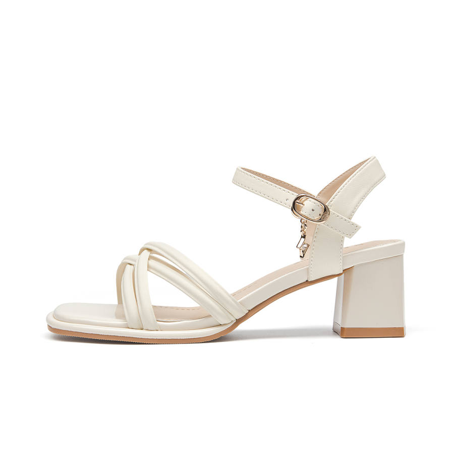 Spider King Synthetic Leather One Strap Sandals Women's Beige