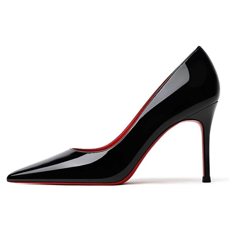 LANMOU Patent Leather Slim Heel High Heels Women's Black