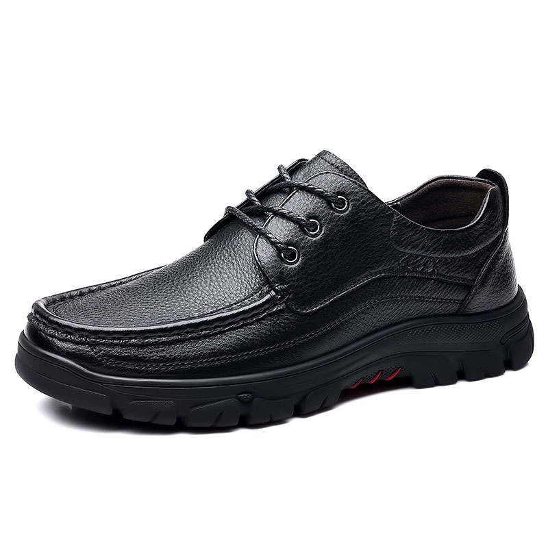 KAQIAODI Cow Split Leather Casual Shoes Men's Black