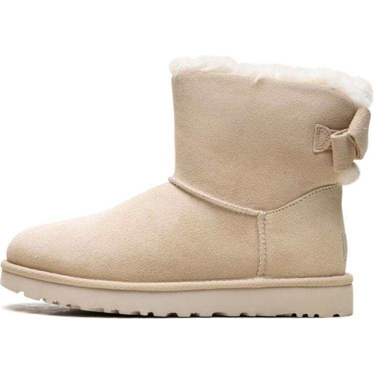 UGG Mini Bailey Suede Thermal Abrasion Resistant Short Snow Boots Women's Beige