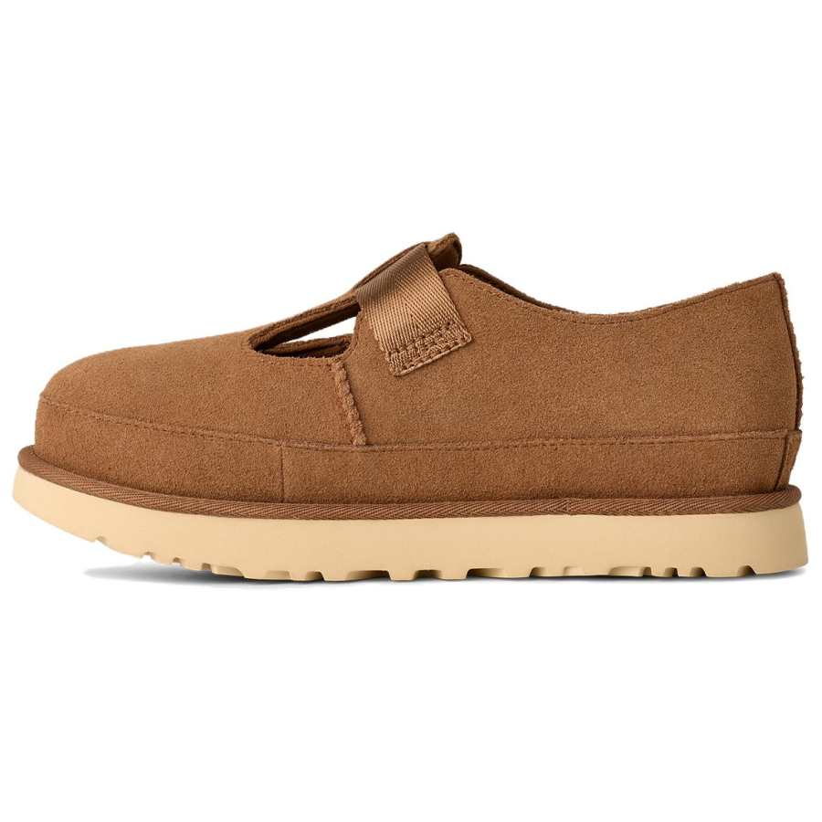 UGG Cow Split Leather Mary Jane Shoes Women's Chestnut