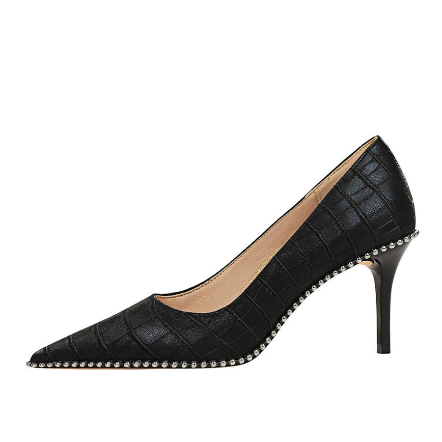 QITUMAUL Pu Slim Heel High Heels 8cm Women's