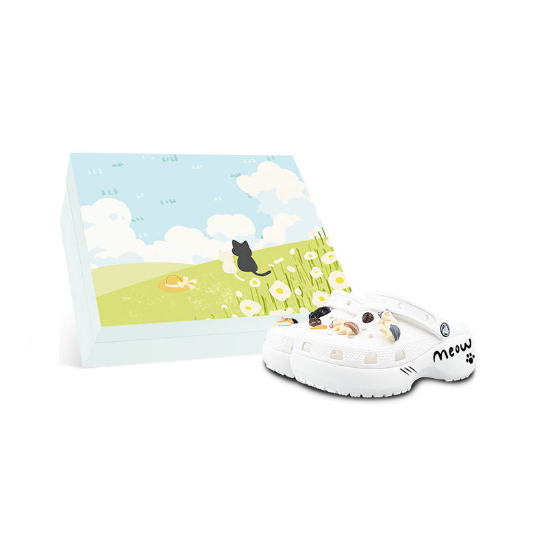 Crocs Crocs Classic Clog 3D Effect Pendant, Kitten Element EVA Clogs Women's White