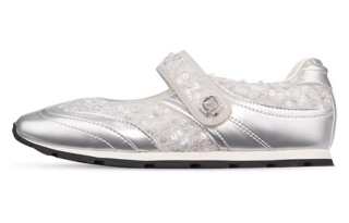 NEEDLE STUDIO Leather Flat Mary Jane Shoes Women's Silver