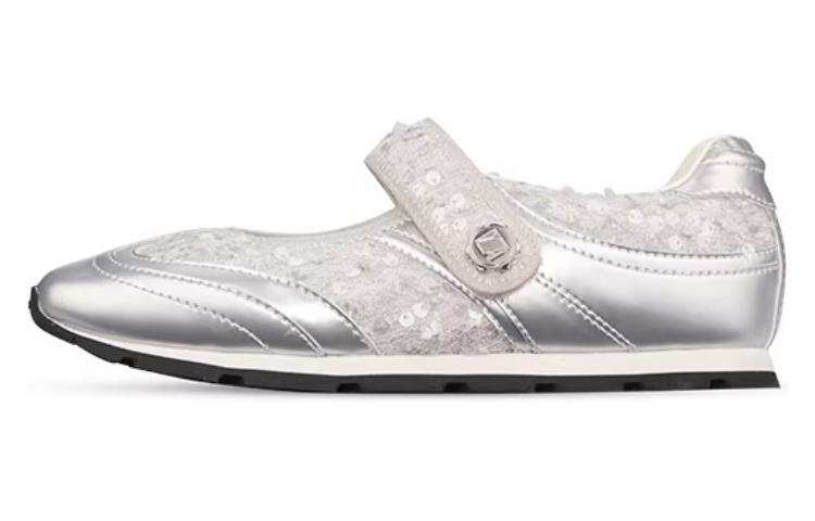 NEEDLE STUDIO NEEDLE STUDIO Leather Flat Mary Jane Shoes Women's Silver