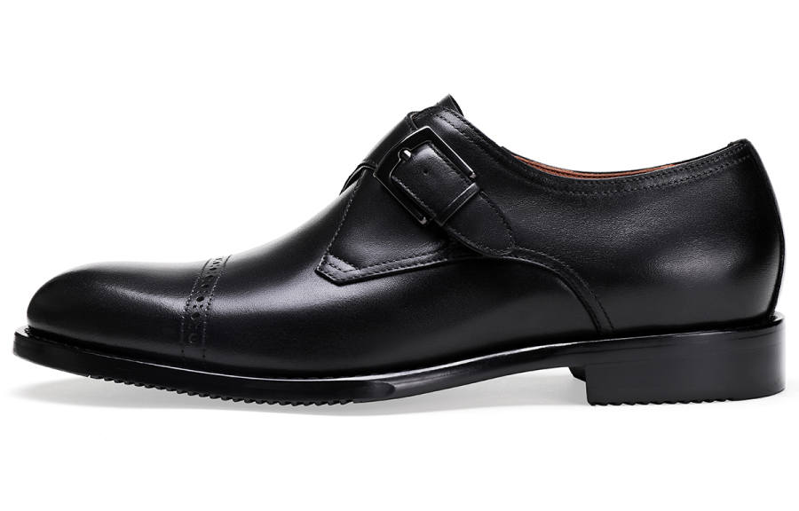 BOSSSUNWEN Top Grain Cow Leather Dress Shoes Men's Black