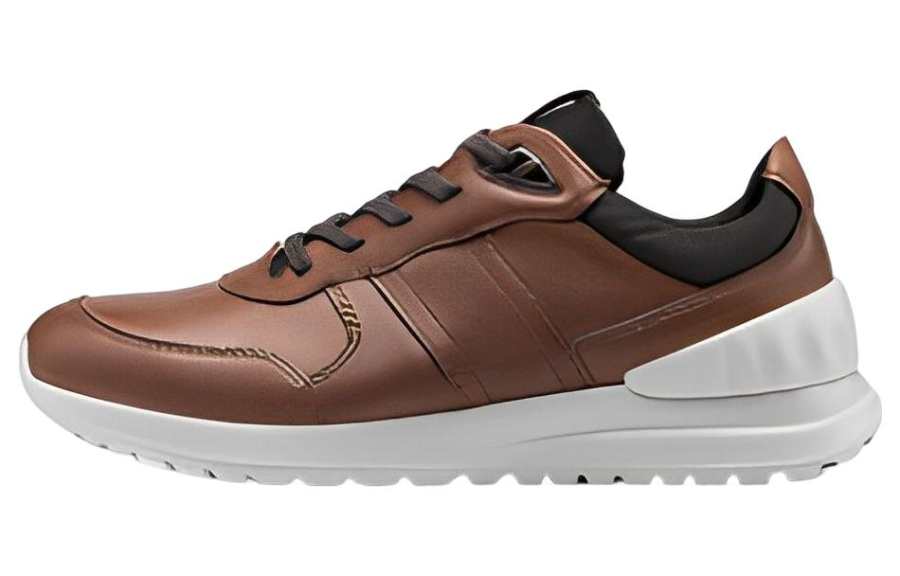 Ecco Ya Yue Lite Model Cow Leather Low top Casual Shoes Men's Brown