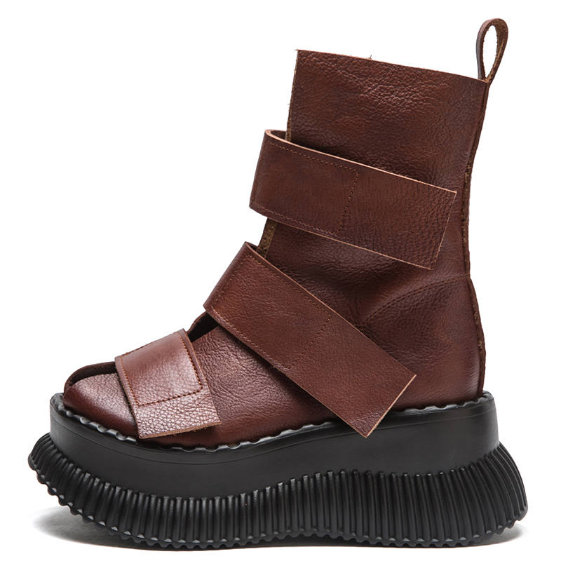 JIEZHOU Top Grain Cow Leather Ankle Boots 7cm Women's