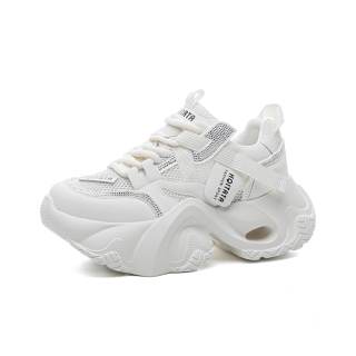 IHBOZ Microfiber Leather Abrasion Resistant Coverage Support Lightweight Low top Chunky Sneakers Women's