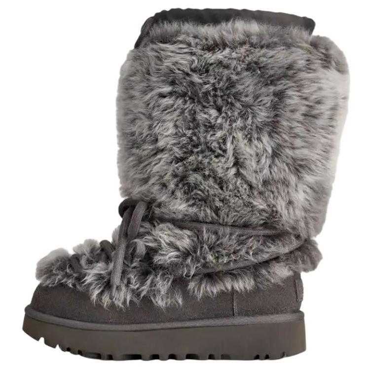 UGG Classic Tall Chalet Sheepskin Thermal Fleece Lined, Versatile Vintage Snow Boots Women's Charcoal Gray