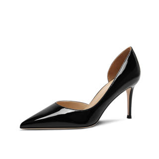 LUKECSION Patent Leather Slim Heel High Heels 8cm Women's