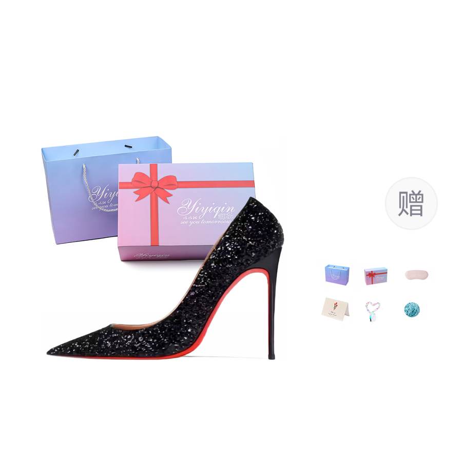 YIYIQIN Slim Heel High Heels Women's Black Gift Box Set