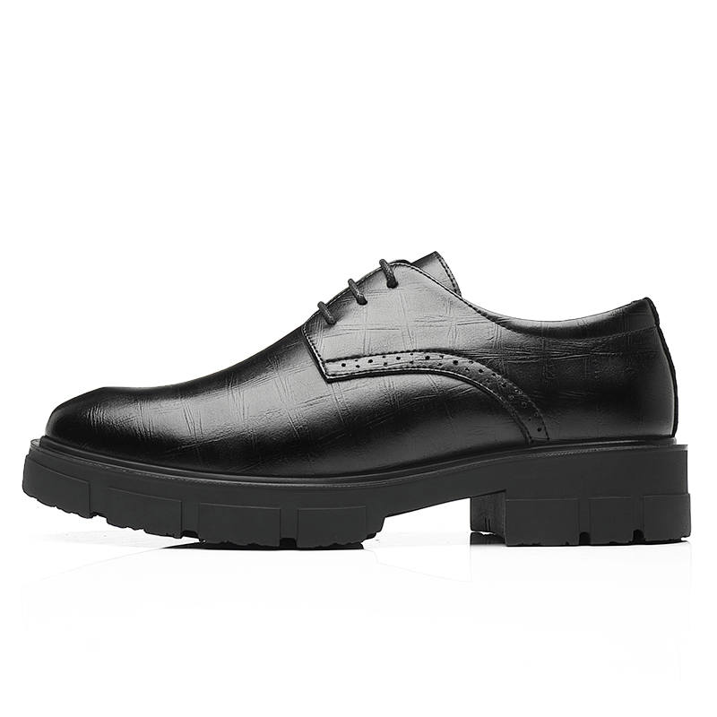 Shanpijiang Casual Leather Shoes Men's Low Top Black/Brown