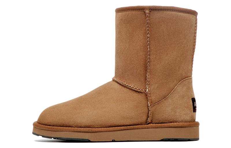 AU&MU Shearling Thickened And Fleece Lined Crew Snow Boots Women's Chestnut