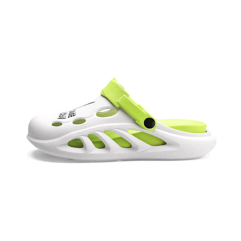 YINGLUNQISHI Top Grain Cow Leather Clogs Unisex White Green