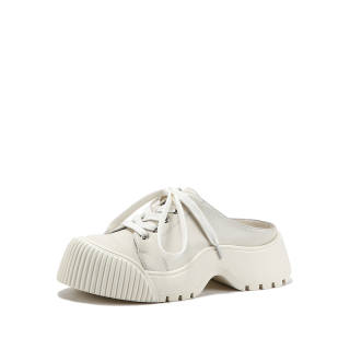 SELAIYA Cow Leather Closed Toe Slippers 5CM Women's