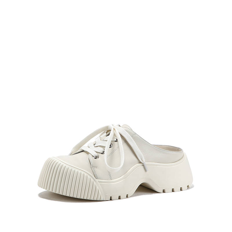 SELAIYA Cow Leather Closed Toe Slippers 5CM Women's