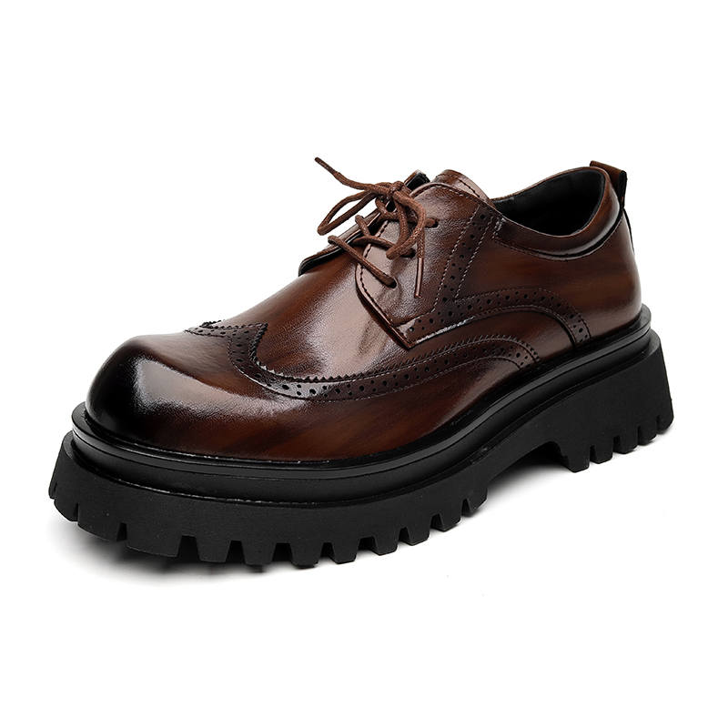 DUNNU Casual Leather Shoes Men's Low Top Black/Brown