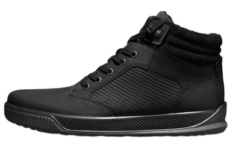 Ecco Road Racing Collection Top Grain Cow Leather Genuine Leather And High Top Stylish Skateboarding Shoes Men's Black