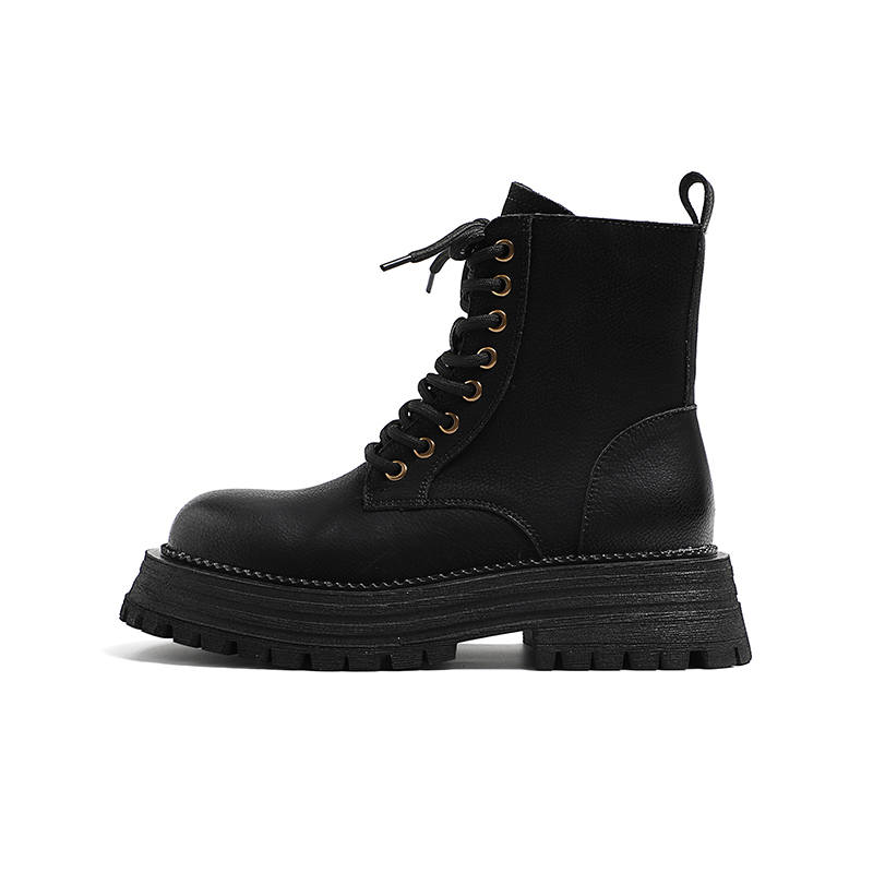MIS. DANNY MIS. DANNY Cow Split Leather Crew Combat Boots 5cm Women's