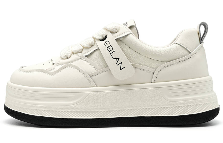 EBLAN Synthetic Leather Low top Skateboard Shoes Women's Beige Black