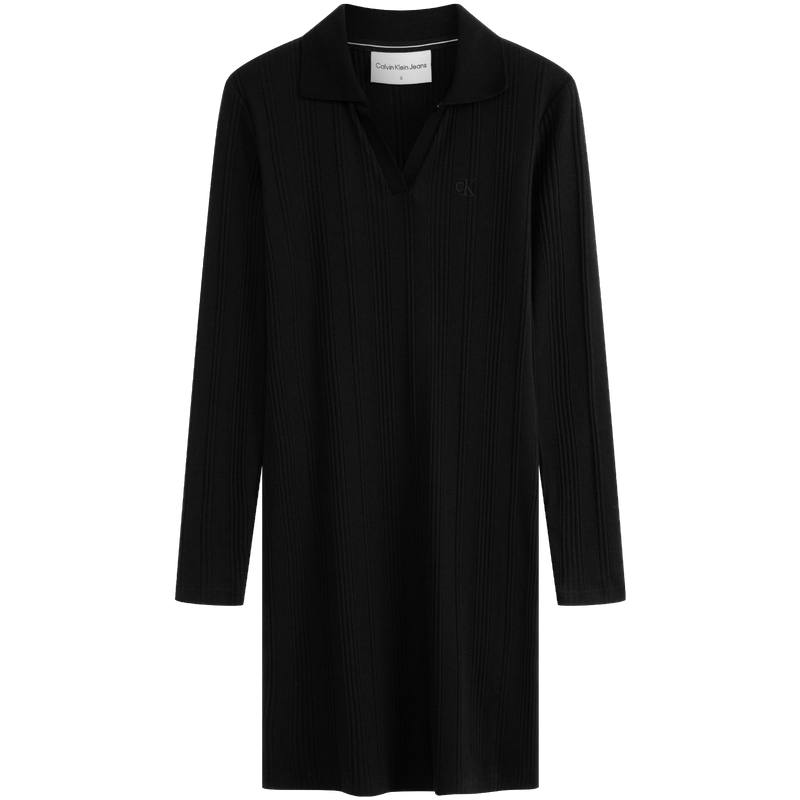 Calvin Klein Long Sleeved Dresses Women's BEH Space Black V Neck Moderate